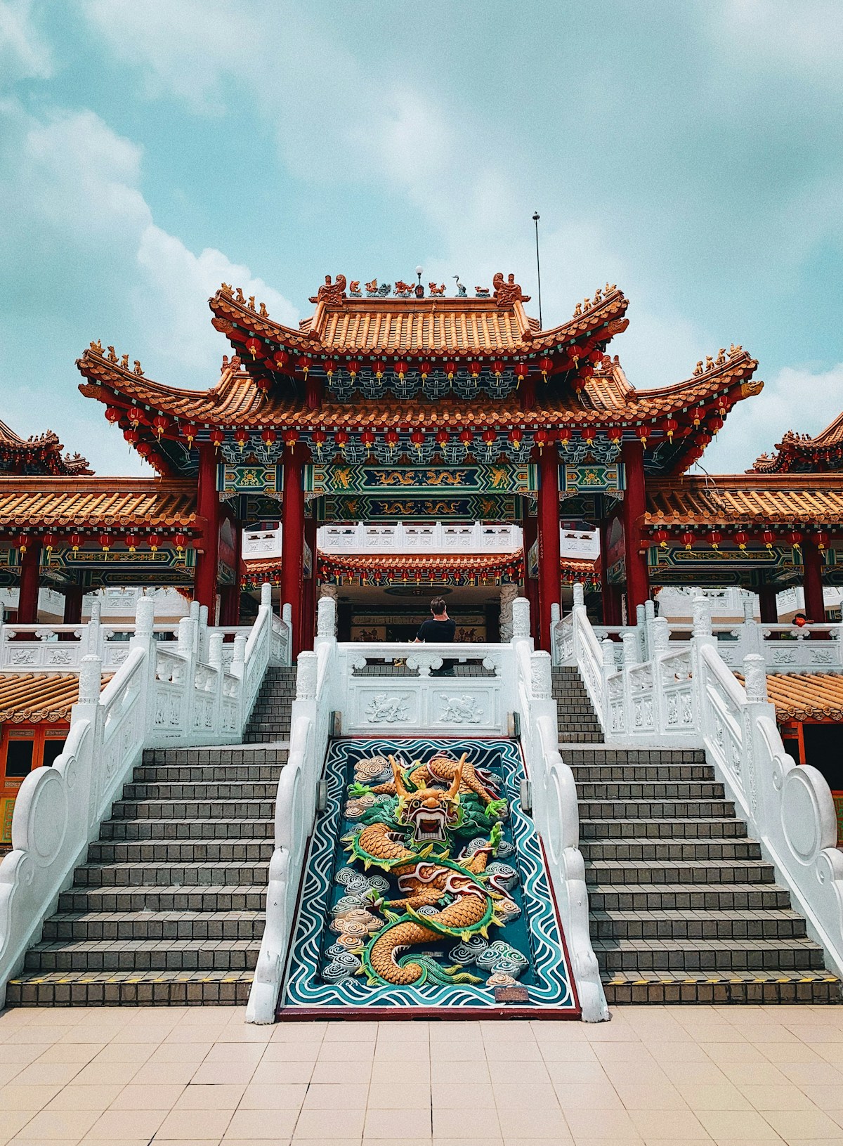 Red and white temple in Ipoh, Malaysia