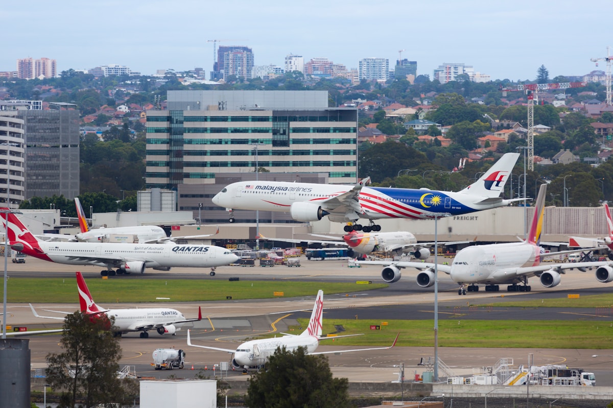 Airport with airplanes, transport in Malaysia