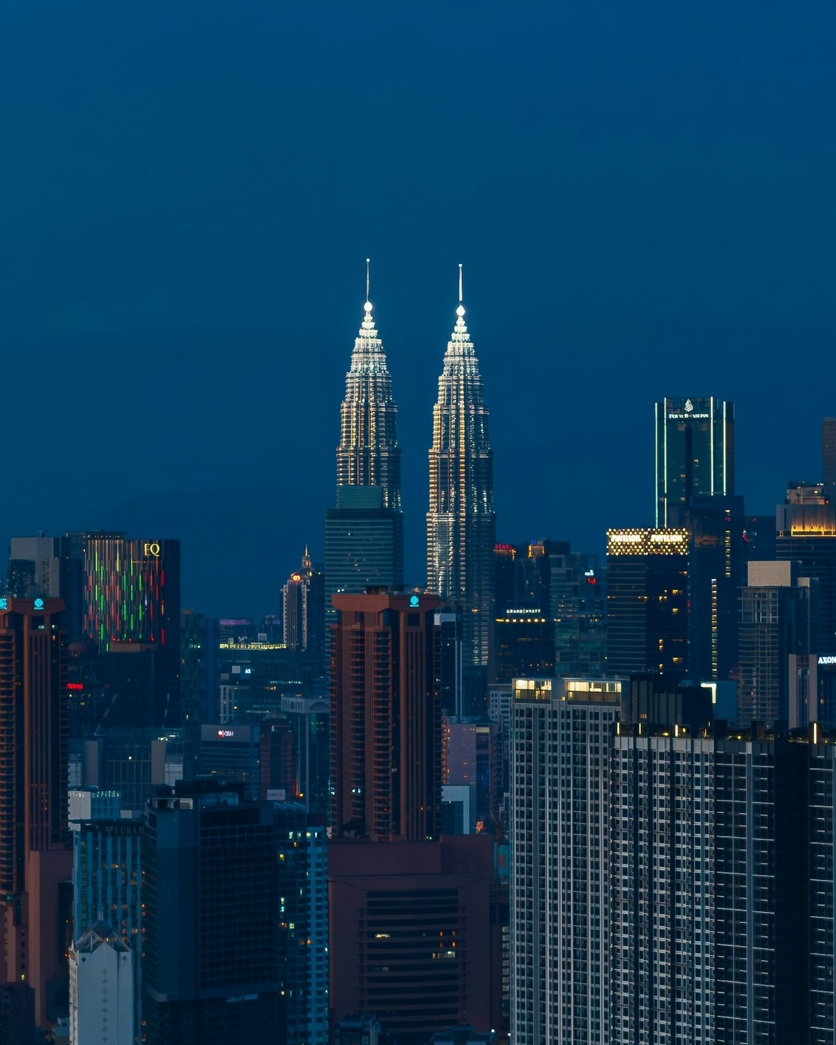 Petronas Twin Towers at night, Kuala Lumpur, Malaysia in January